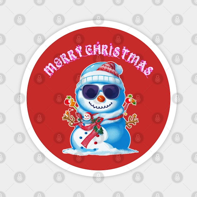 cute snowman wishing merry Christmas Magnet by sukhendu.12